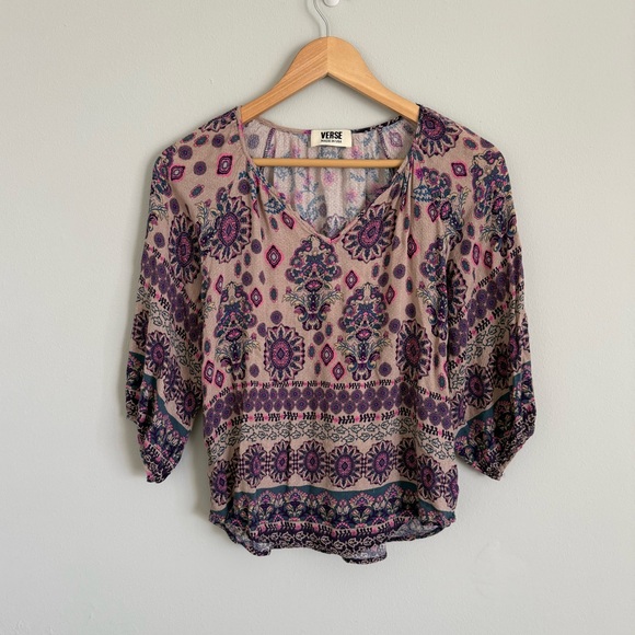 Verse Tops - Verse Boho Billow Sleeve Printed Top